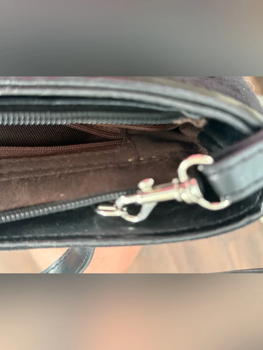 kate spade Black Suede Shoulder Bag with Faux Leather Trim